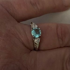 Round Cut Aquamarine .925 silver, Ring size 9